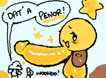 armless bald balls big_penis black_eyes black_text blush blush_lines brown_clothing brown_footwear brown_shoes clothing conjoined_speech_bubble crossgender dialogue duo erection exclamation_point eyebrows eyelashes facial_hair floating footwear genitals glans glistening glistening_balls glistening_eyes glistening_genitalia glistening_glans glistening_penis gynomorph gynomorph_focus hair huge_penis humanoid_genitalia humanoid_penis hyper hyper_genitalia hyper_penis intersex intersex_focus male male_human mustache noseless not_furry open_mouth open_smile outline_speech_bubble penis round_nose shoes simple_eyes small_but_hung smile solo_focus sparkles speech_bubble squigglevision star_polygon star_symbol text tongue yellow_balls yellow_body yellow_glans yellow_penis yellow_tongue ligma_(artist) mario_and_luigi_(series) mario_bros nintendo mario starlow human mammal star_sprite waddling_head 2025 animated digital_media_(artwork) english_text flat_colors low_res short_playtime wigglypaint_(artwork)