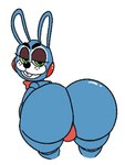 anthro blue_body buckteeth butt clothing eyebrows green_eyes looking_at_viewer looking_back looking_back_at_viewer machine male rear_view solo teeth thong underwear theslashfive five_nights_at_freddy's five_nights_at_freddy's_2 scottgames toy_bonnie_(fnaf) animatronic lagomorph leporid mammal rabbit robot 2023 digital_media_(artwork) hi_res pixel_(artwork)