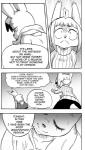anthro clothed clothing comic cookie_(furryfight_chronicles) daigaijin dialogue duo english_text female furryfight_chronicles hi_res lagomorph leporid mammal monochrome muko rabbit rodent sciurid text tree_squirrel