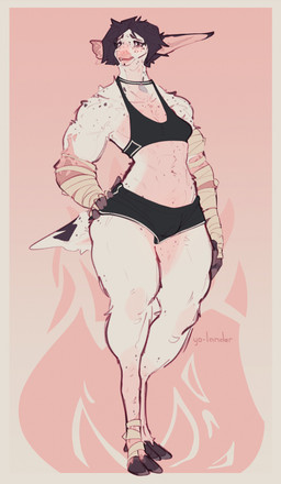 anthro athletic athletic_anthro athletic_female athletic_wear biped bottomwear camel_toe clothed clothing crop_top ears_aside female fur gym_bottomwear gym_shorts hair hooves hotpants jewelry markings muscular muscular_anthro muscular_female navel necklace open_mouth pink_background pink_body pink_fur shirt short_hair shorts simple_background skimpy solo spots spotted_body spotted_fur standing tail text topwear white_body white_fur wraps yo-lander sara_(yo-lander) canid canine canis dalmatian deer domestic_dog hybrid mammal 2025 absurd_res digital_media_(artwork) english_text hi_res signature