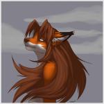 1:1 anthro basitin black_body black_fur blue_eyes breasts brown_hair brown_nose canid canine clothed clothing cloud digital_media_(artwork) female fox fur gorsha_pendragon grey_eyes hair keidran laura_(twokinds) long_hair mammal orange_body orange_fur outside red_fox shaded shirt sky solo topwear true_fox twokinds watermark white_body white_fur