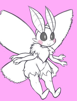 3_fingers 4_arms ambiguous_gender antennae_(anatomy) anthro big_wings black_sclera blush blush_stickers facial_tuft featureless_feet feet fingers fur happy multi_arm multi_limb pink_background pupils simple_background small_nose smile solo tuft unusual_pupils white_body white_fur white_pupils wings aintsmart arthropod insect lepidopteran moth 2015 guide_lines monochrome