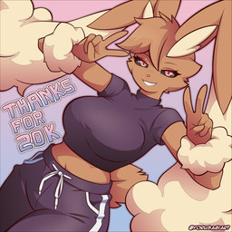 5_fingers anthro biped black_sclera bottomwear breasts brown_body brown_fur brown_tail clothed clothed_anthro clothed_female clothing female fingers front_view fully_clothed fully_clothed_anthro fully_clothed_female fur looking_at_viewer red_eyes simple_background smile solo standing tail teeth topwear yorusagi nintendo pokemon generation_4_pokemon lopunny pokemon_(species) 1:1 2025 digital_drawing_(artwork) digital_media_(artwork) hi_res