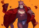 abs anthro asian_clothing barazoku biped brown_body brown_fur bulge chest_tuft clothed clothing east_asian_clothing fundoshi fur japanese_clothing katana kemono male melee_weapon muscular muscular_anthro muscular_male open_clothing open_robe orange_background pecs red_eyes robe simple_background solo standing sword teeth tuft underwear weapon white_body white_fur tkfkd5362 studio_chizu the_boy_and_the_beast kumatetsu bear mammal digital_media_(artwork)