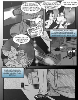 anthro building car carrier checkpoint clothing coat dialogue eyewear female footwear forest goggles group headlight lab_coat male plant rangerplane rangerwing road shoes striped_body stripes text topwear tree vehicle worried chris_fischer chip_'n_dale_rescue_rangers disney chip_(disney) dale_(disney) foxglove_(cdrr) monterey_jack_(cdrr) sparky_(cdrr) tammy_squirrel bat chipmunk ground_squirrel human mammal mouse murid murine rodent sciurid tree_squirrel english_text hi_res