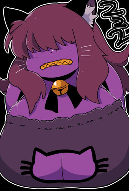 anthro bell bell_collar big_breasts bra breasts brown_hair cat_keyhole_bra cat_lingerie cleavage cleavage_cutout clothed clothing collar cutout fake_cat_ears fake_ears female freckled_face freckles hair hair_over_eyes huge_breasts keyhole_bra keyhole_clothing keyhole_underwear lingerie purple_body sharp_teeth solo teeth underwear whiskers yellow_teeth underchikichan deltarune undertale_(series) susie_(deltarune) scalie hi_res