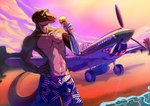 abs anthro clothed clothing day detailed_background fingers male navel outside sky solo standing topless shadify 2022 digital_media_(artwork)