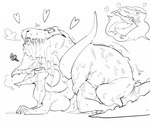 annoyed anthro bodily_fluids cum cum_covered duo female genital_fluids heart_symbol male male/female messy open_mouth raised_tail sex tail tongue tongue_out gyu_hydrogen cro_funky crocodile crocodilian dinosaur prehistoric_species reptile scalie monochrome