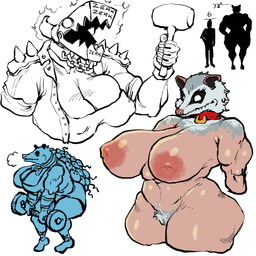 anthro armor big_breasts breasts female group hammer headgear helmet huge_breasts male muscular neonate tools young lewdbeef american_opossum humanoid hybrid mammal marsupial 1:1 hi_res mother_(lore) parent_(lore)