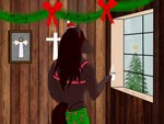 anthro beverage biceps biped bottomwear bra butt christmas_clothing christmas_headwear clothed clothing coffee coffee_mug container cross cup decoration detailed_background ear_hat facial_hair female fur hair hat headgear headwear holidays humor inside legwear long_hair looking_outside looking_through looking_through_window muscular pants plant red_hair religion santa_hat smile snow snowing solo tail text thong_straps topless topless_female topwear tree underwear window bbear christmas grace_(bbear) jesus_christ equid equine horse mammal 4:3 dated digital_media_(artwork) english_text hi_res shaded signature