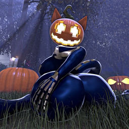 anthro big_breasts big_butt bone breasts butt candle female fog food forest forest_background fruit huge_butt looking_at_another looking_at_viewer looking_back nature nature_background night plant pose pumpkin solo touching_butt tree diegothewolf epic_games fortnite kimiko_five-tails spice_(fortnite) canid canine felid feline fox mammal 1:1 pinup