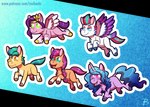 chibi female flying group horn male text wings inuhoshi-to-darkpen hasbro mlp_g5 my_little_pony mythology hitch_trailblazer_(mlp) izzy_moonbow_(mlp) pipp_petals_(mlp) sunny_starscout_(mlp) zipp_storm_(mlp) equid equine mammal mythological_creature mythological_equine pegasus unicorn alpha_channel url