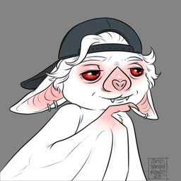 backwards_baseball_cap backwards_hat baseball_cap clothing ear_piercing ear_ring feral fur hat headgear headwear humor male piercing red_eyes ring_piercing smile smirk solo white_body white_fur wings onehandedbndt baldur's_gate baldur's_gate_3 bioware electronic_arts larian_studios astarion_(baldur's_gate) batstarion bat leaf-nosed_bat mammal microbat vampire_bat yangochiropteran 1:1