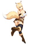 absurd_res animal_humanoid areola black_clothing black_legwear black_thigh_highs blonde_hair bodily_fluids boots bottomwear breasts bridget_(taimanin_asagi) brown_boots brown_bottomwear brown_clothing brown_footwear brown_skirt butt butt_pose canid canid_humanoid canine canine_humanoid clothed clothing digital_media_(artwork) female flat_chested footwear fox_humanoid fur_boots green_eyes hair hi_res humanoid inner_ear_fluff legwear light_body light_skin mammal mammal_humanoid nipples nobushito panties panty_shot pose skirt solo sweat tail taimanin_(series) taimanin_asagi thigh_highs tuft underwear upskirt white_clothing white_panties white_sleeves white_underwear yellow_tail