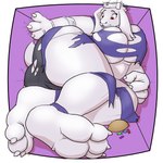 3_toes anthro big_breasts body_size_growth bowl breasts candy claws clothing container cramped dessert feet female food fur horn huge_breasts inside lying macro on_side panties red_eyes size_transformation soles solo surprised_expression toes torn_clothing transformation underwear white_body white_fur tuzzleton undertale undertale_(series) toriel boss_monster_(undertale) bovid caprine goat mammal 1:1 2021 hi_res