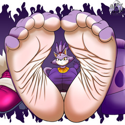 5_toes anthro barefoot big_breasts blush bottle breasts clothed clothing container dress embarrassed feet female foot_fetish foot_focus foot_play footwear fur huge_breasts humanoid_feet looking_at_viewer lotion lotion_bottle plantigrade shoes simple_background sole_tunnel soles solo tail toes berk_rider sega sonic_the_hedgehog_(series) blaze_the_cat domestic_cat felid feline felis mammal 1:1 absurd_res hi_res