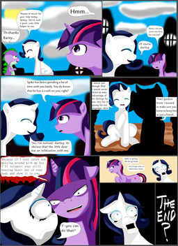 blue_eyes cloud cutie_mark dialogue female fur green_eyes group hair horn horrified male multicolored_hair open_mouth outside purple_body purple_eyes purple_fur purple_hair shocked sky sun text threatening two_tone_hair white_body mad-mutt friendship_is_magic hasbro my_little_pony mythology rarity_(mlp) spike_(mlp) twilight_sparkle_(mlp) dragon equid equine mammal mythological_creature mythological_equine mythological_scalie scalie unicorn absurd_res comic english_text hi_res