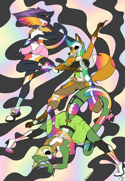 abstract_background anthro ass_up bone bottomwear clothed clothing crossdressing crossdressing_male femboy group hair hair_over_eyes horn jack-o'_pose male pose skirt trio x-ray_view destrustor mythology cyrcas_nearles shiro_caecilius tolenn_raspex canid canine domestic_cat dragon felid feline felis fox mammal mythological_creature mythological_scalie scalie absurd_res hi_res