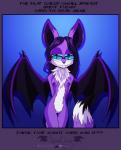 anthro blue_eyes breasts chest_tuft eyewear fangs female fur genitals glasses hair long_hair looking_at_viewer membrane_(anatomy) membranous_wings nipples nude pose purple_body purple_fur purple_hair pussy solo teeth tuft white_body white_fur wings vibrantechoes vibrantechoes_(fursona) bat canid canine fox hybrid mammal hi_res