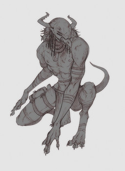 abs anthro armor biped bottomwear claws clothed clothing crouching digitigrade feet hair headgear helmet jewelry loincloth male muscular muscular_anthro muscular_male necklace nipples pecs simple_background solo tail teeth thigh_pouch toe_claws toes topless wraps lethal_doors mohrta demon scalie digital_media_(artwork) monochrome