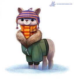 ambiguous_gender beady_eyes black_eyes clothed clothing coat feral fur grey_body grey_fur hat headgear headwear humor parka pun scarf simple_background smile snow solo text topwear visual_pun white_background white_body white_fur winter piper_thibodeau alpaca camelid mammal digital_media_(artwork) digital_painting_(artwork) painting_(artwork) url