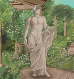 anthro balls flower foreskin genitals grass humanoid_genitalia humanoid_penis male outside penis plant solo tree cheetuppy absurd_res hi_res tagme