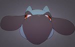 ambiguous_gender black_body black_fur black_nose blue_body blue_fur close-up derp_eyes feral fur grey_background red_eyes simple_background solo boke_(artist) nintendo pokemon canid canine generation_4_pokemon mammal pokemon_(species) riolu digital_media_(artwork)