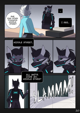 anthro blue_clothing blue_shirt blue_topwear clothing clothing_store dialogue door duo eyewear glasses inside leaving male mask narrowed_eyes open_door shirt slam standing store text topwear rednroge canid canine canis fox mammal comic english_text hi_res