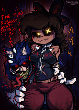 :3 alternate_costume alternative_fashion belly big_breasts big_butt black_hair black_sclera blood blood_from_eye blood_stain blood_stained_clothing blue_body blue_fur bodily_fluids bottomwear bow_ribbon breasts brown_body brown_skin butt chain chain_leash clothing collar corpse crossover_ship cute_fangs disguise duo fangs female fluffy freckled_face freckled_shoulders freckles fur gloves glowing glowing_eyes grey_body hair half-closed_eyes hands_behind_back handwear inner_ear_fluff leash long_hair long_tongue machine male male/female metal metallic_body narrowed_eyes navel nightmare_fuel pants punk red_bottomwear red_clothing red_eyes red_pants red_text red_tongue screen screen_face seam_(sewing) segmented_body sharp_teeth simple_background skinsuit smile smug smug_face smug_grin stained_clothing staples stitch_(sewing) surgical_suture teeth text thick_thighs tight_clothing tongue tongue_out tuft white_body wide_hips x_eyes yellow_eyes diddlydooter1 glitch_productions gyatt_(meme) murder_drones sega sonic.exe_(creepypasta) sonic_the_hedgehog_(series) cyn_(murder_drones) sonic.exe tessa_(murder_drones) digital_creature eldritch_abomination eulipotyphlan hedgehog human humanoid mammal patchwork_creature robot robot_humanoid undead worker_drone zombie absurd_res artist_name crossover digital_drawing_(artwork) digital_media_(artwork) hi_res meme signature