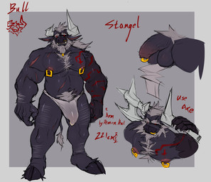anthro beard body_hair broken_horn chest_hair clothing facial_hair facial_piercing foreskin genitals hair horn long_hair male nipple_piercing nipples nose_piercing penis piercing scar solo tattoo underwear demonrat stangel_(demonrat) bovid bovine cattle mammal absurd_res hi_res