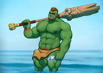 abs ball_ring balls barely_visible_genitalia barely_visible_penis beard big_balls big_muscles big_penis bottomwear clothed clothing club_(weapon) ear_piercing erection erection_under_clothing facial_hair genitals green_body green_skin hair holding_melee_weapon holding_object holding_weapon legs_in_water loincloth looking_at_viewer male melee_weapon muscular muscular_humanoid muscular_male navel nipple_piercing nipple_ring nipples not_furry partially_submerged pecs penis piercing pubes ring_piercing solo submerged_legs tattoo tenting testicle_cuff tusk_ring tusks vein veiny_muscles water weapon weapon_on_shoulder grisser humanoid orc 2020 absurd_res hi_res