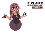 anthro breasts cellphone color_swatch electronics female phone simple_background solo text thick_thighs komdog beat_banger bunfan_games elaine_claire lagomorph leporid mammal rabbit character_name english_text model_sheet