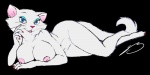2:1 anthro anthrofied big_breasts blue_eyes breast_rest breasts colored_nails disney domestic_cat duchess_(aristocats) felid feline felis female fluffy fluffy_tail fur mammal nails nipples pose solo steven_stagg tail the_aristocats whiskers white_body white_fur
