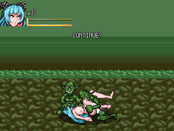 abstract_background areola bald big_breasts blue_hair bottomwear breast_grab breasts brown_bottomwear brown_clothing brown_loincloth clothing fellatio female forced game_over gameplay_mechanics genitals group gui hair hand_on_breast health_bar horn huge_breasts humanoid_pointy_ears loincloth lying male male/female nipples oral penetration penile penis pointy_ears rape red_eyes sex sharp_teeth teeth trio vaginal vaginal_penetration ambleve_river demon goblin horned_humanoid humanoid 2d_animation 4:3 animated digital_media_(artwork) motion_tweening pixel_(artwork) pixel_animation