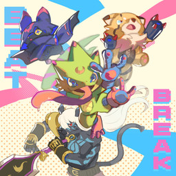 anthro black_body black_fur cowl female fur green_body group male melee_weapon muscular muscular_anthro muscular_male orange_body orange_fur pecs sword weapon wings yellow_eyes 765nanami bandai_namco digimon digimon_beatbreak bat chiropmon digimon_(species) gekkomon lizard mammal murasamemon pristimon reptile scalie 1:1 absurd_res hi_res