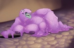 anthro big_breasts bodily_fluids breasts duo fangs female goo-connected_lips grey_body grey_skin lying nipples non-mammal_breasts non-mammal_nipples nude on_front open_mouth outside pokemorph purple_body purple_nipples purple_skin saliva slime smile street teeth tongue tongue_out vore revadiehard nintendo pokemon nerts fish generation_1_pokemon goo_creature marine muk pokemon_(species) shark 2013