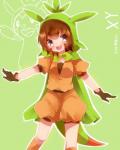 4:5 alternate_species brown_hair cape chespin clothed clothing female generation_6_pokemon gloves hair handwear hi_res human humanized mammal nintendo pokemon pokemon_(species) solo takeshima_(nia)