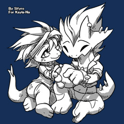 chibi clothed clothing duo egg simple_background transparent_background blitzdrachin conditional_dnp nintendo pokemon amped_toxtricity generation_5_pokemon generation_8_pokemon pokemon_(species) reptile scalie scrafty toxtricity absurd_res alpha_channel hi_res monochrome sketch