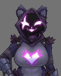 breasts clothed clothing female looking_at_viewer medium_breasts simple_background smile solo standing fuzzycreature epic_games fortnite raven_team_leader bear mammal half-length_portrait hi_res portrait