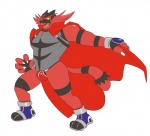 anthro barefoot black_clothing black_footwear black_shoes boots bulge cape clothed clothing feet fingerless_gloves footwear gloves handwear male open_mouth red_clothing sharp_teeth shoes simple_background solo teeth teeth_showing thong tongue_showing topless underwear white_background thegreatmatsutzu build_tiger built_tiger nintendo pokemon felid generation_7_pokemon incineroar mammal pokemon_(species) 2016 flat_colors