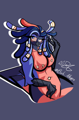 anthro beak breasts dreadlocks feathers female navel navel_piercing nipple_piercing nipples non-mammal_nipples nude piercing slightly_chubby slightly_chubby_female solo tail tail_feathers thick_thighs birb_allegro naomi_siwicki avian bird absurd_res hi_res