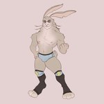 anthro clothed clothing male muscular muscular_male solo topless wrestling_belt wrestling_briefs wrestling_clothing salvadorgoat lagomorph leporid mammal rabbit 1:1 hi_res