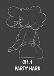 anthro bottomwear breasts clothed clothing cricetid english_text female hamster hi_res mammal monochrome nimzy noms_(nimzy) rodent shirt skirt solo text topwear