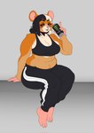 3_toes 5_fingers alternative_fashion anthro bangs barefoot belly beverage beverage_can black_bottomwear black_clothing black_crop_top black_eyebrows black_hair black_pants black_shirt black_topwear bottomwear breasts brown_eyes can claws cleavage clothed clothing collarbone container crop_top eyebrow_through_hair eyebrows eyeshadow facial_piercing feet female female_anthro fingers fur grey_background hair holding_beverage holding_can holding_container holding_energy_drink holding_object lip_piercing makeup markings midriff mole_(marking) mole_on_breast monster_energy_can multicolored_body multicolored_fur multicolored_hair nose_piercing nose_ring orange_body orange_ears orange_fur pants piercing pink_feet pink_hands pink_inner_ear pink_nose ring_piercing septum_piercing septum_ring shirt simple_background sitting slightly_chubby slightly_chubby_anthro slightly_chubby_female snakebite_piercing solo toe_claws toes topwear translucent translucent_hair two_tone_hair white_hair gatoradeew monster_energy cricetid hamster mammal rodent 2024 digital_drawing_(artwork) digital_media_(artwork) full-length_portrait hi_res portrait