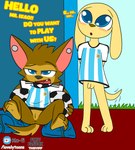 anthro argentina butt duo female football_player football_uniform genitals group male male/female nude penis pussy winni_(theyiff) young theyiff hotel_transylvania isao_sakmat karina_(theyiff) winnie_werewolf_(hotel_transylvania) absurd_res hi_res