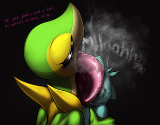 anthro bodily_fluids breath dialogue duo eyes_closed face_lick female female_pred imminent_vore licking male male_prey saliva teasing text tongue tongue_out vore starstrikex nintendo pokemon remn_the_shinx snavi_the_snivy generation_4_pokemon generation_5_pokemon pokemon_(species) shinx snivy absurd_res english_text hi_res