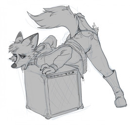 ambiguous_gender amplifier anthro ass_up bent_over bent_over_surface bodily_fluids boots butt clothed clothing disembodied_penis drooling duo female footwear genitals hoodie hot_dogging humanoid_genitalia humanoid_penis looking_back male male/ambiguous male/female open_mouth penis raised_tail saliva sex shoes simple_background solo_focus tail three-quarter_view topwear torn_clothing tzarvolver rock_dog darma_(rock_dog) canid canine fox mammal 2017 greyscale hi_res monochrome female_(lore)