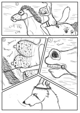 anthro big_breasts bouncing bouncing_breasts breasts duo female feral native_american nipples nude riding straddling tribal paleface ink_(paleface) canid canine canis equid equine horse mammal wolf comic monochrome