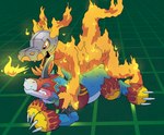 anal anal_penetration armor ass_up blue_body blush bodily_fluids breath_powers clenched_teeth duo elemental_manipulation eyes_closed fire fire_breathing fire_manipulation flaming from_behind_position headgear helmet male male/male male_penetrated male_penetrating male_penetrating_male orange_body penetration pinned pinned_to_ground prone_bone_position sex sweat teeth unconvincing_armor argon_vile bandai_namco digimon mythology digimon_(species) dragon elemental_creature fire_creature flamedramon flarerizamon mythological_creature mythological_scalie scalie hi_res