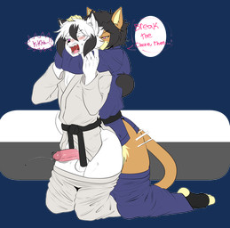 anthro anthro_on_anthro anthro_penetrated anthro_penetrating anthro_penetrating_anthro balls biped black_hair blush bodily_fluids chokehold dipstick_ears duo ear_markings erection genital_fluids genitals glans hair headlock humanoid_genitalia humanoid_penis intraspecies male male/male male_penetrated male_penetrating male_penetrating_male multicolored_ears open_mouth penetration penis precum sex tail text white_hair wrestling munkeesgomu ereki_kagami munks_(munkeesgomu) domestic_cat felid feline felis mammal alpha_channel english_text hi_res